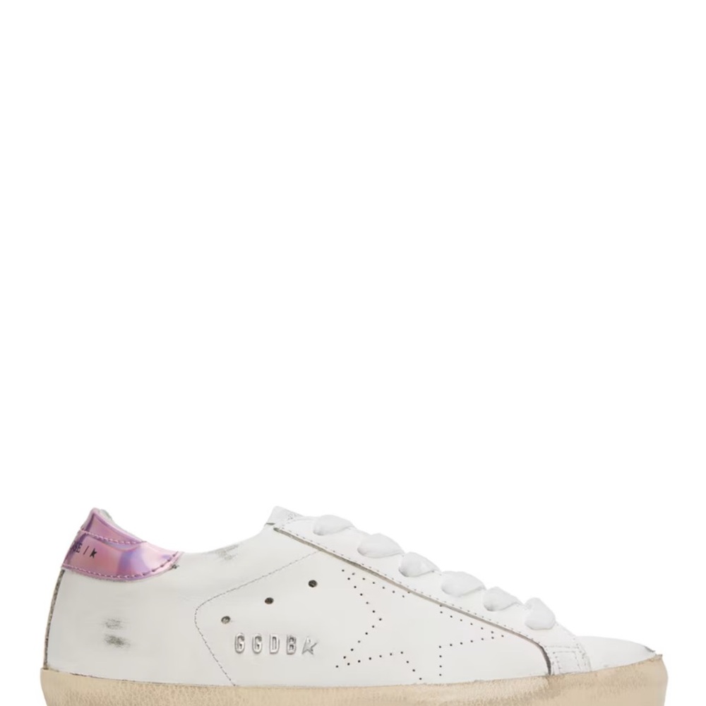 Golden Goose White and Pink Sneakers